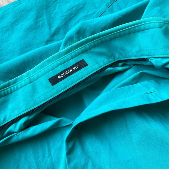 ❤️5/$13Express 1MX aqua dress shirt - Picture 3 of 7